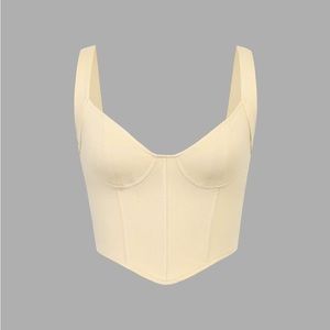 V-Neck Corset Top -KHAKI